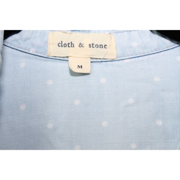 Cloth & Stone Dot Denim Chambray Tunic Top Faded Mini Shirt Dress Size Medium - Picture 4 of 16
